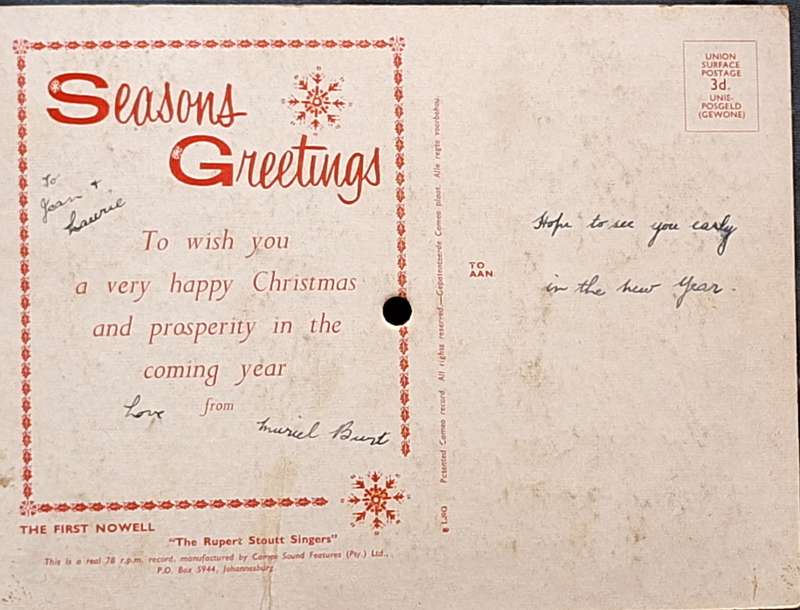 Tuneful Christmas Greetings: The First Nowell (Flexi-disc, 78 RPM, Shape, S/Sided)
