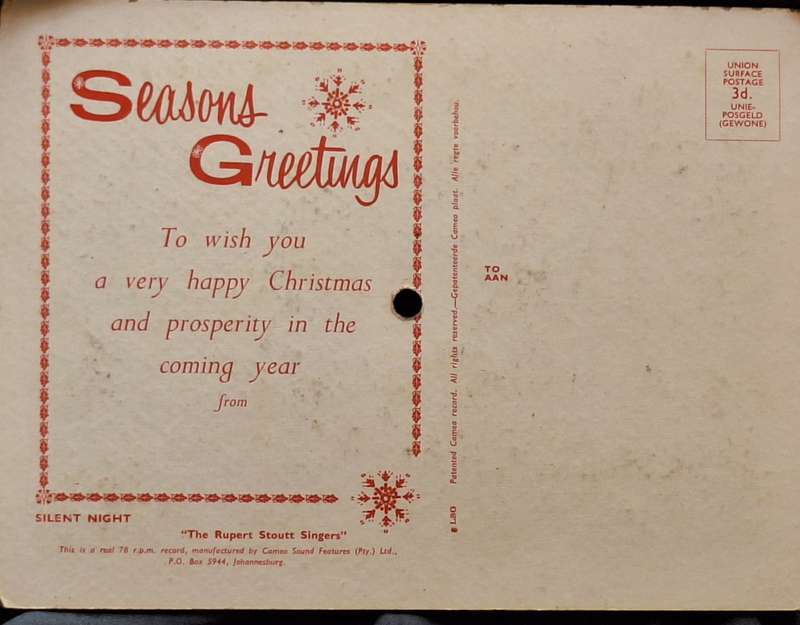 Tuneful Christmas Greetings: Silent Night (Flexi-disc, 78 RPM, Shape, S/Sided)