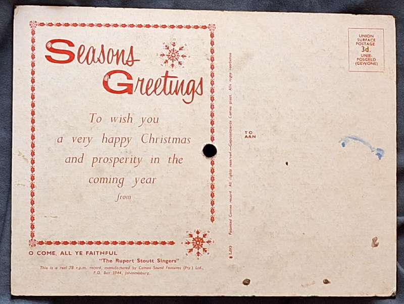 Tuneful Christmas Greetings: O Come All Ye Faithful (Flexi-disc, 78 RPM, Shape, S/Sided)