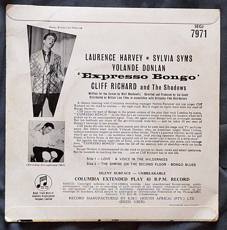 Expresso Bongo Cliff Richard Columbia SEGJ 7971