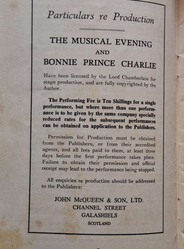 Two Song-Shows: The Musical Evening and Bonnie Prince Charlie by Jean Taylor Smith
