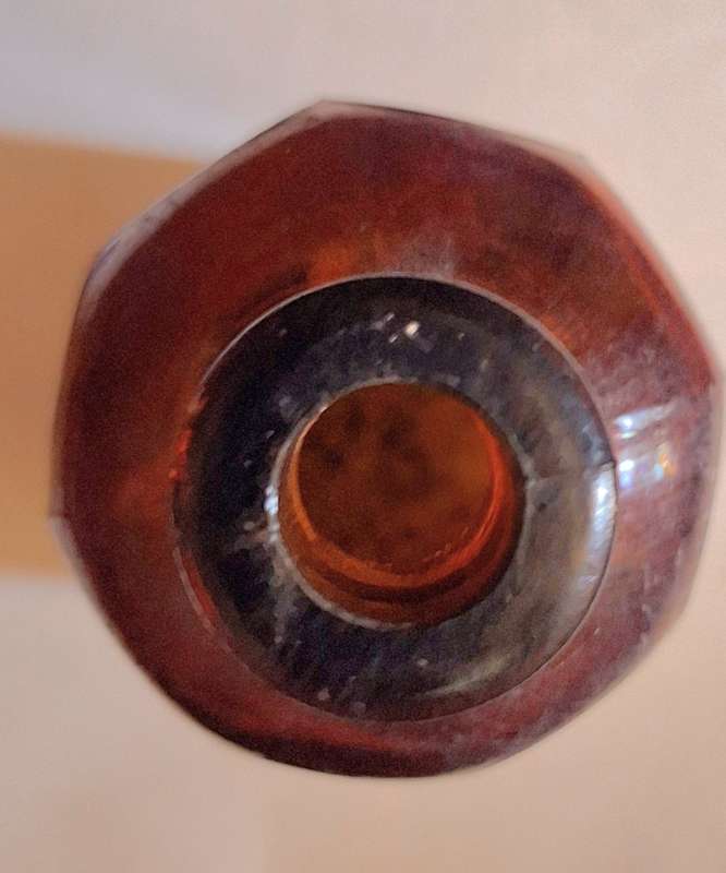 Vintage Small Octagonal Brown Glass Milton Bottle