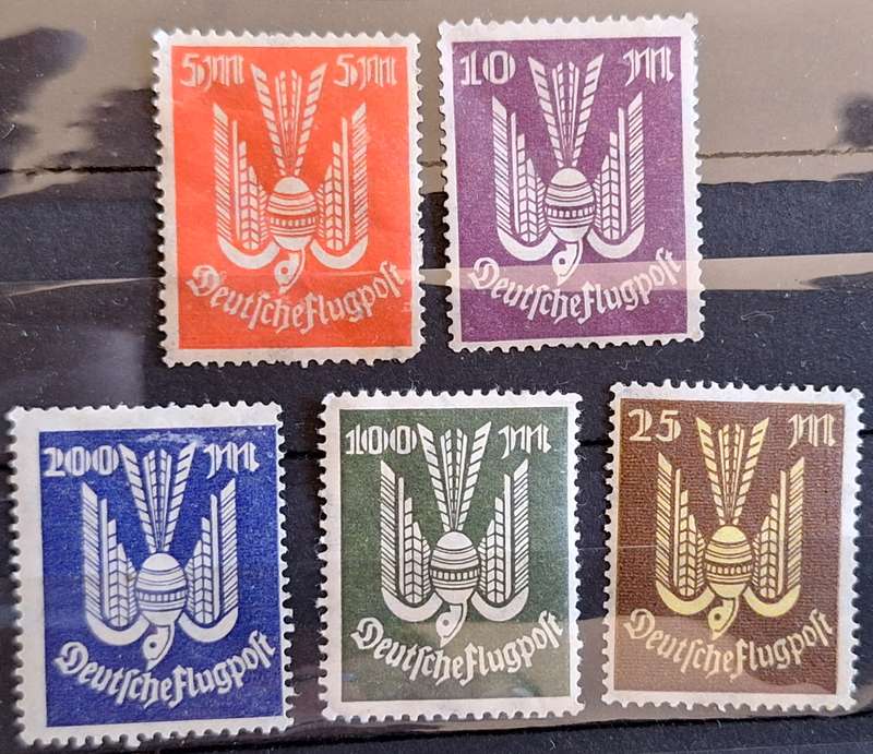 Germany 1923 Airmail Wood Dove 5 Unused stamps