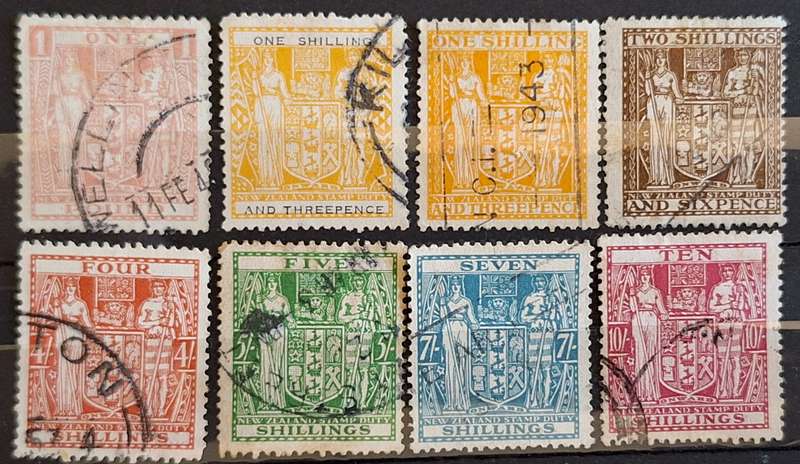 New Zealand 1931 Arms Type Postal Fiscals 8 Used Hinged stamps