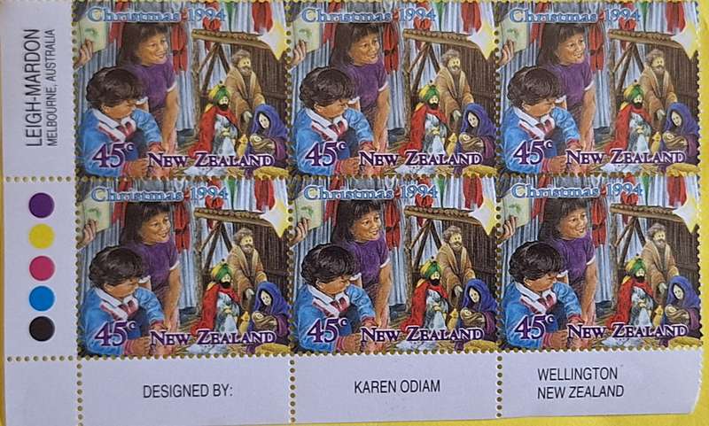 New Zealand 1994 Christmas 45c Nativity Block of 6 Mint stamps