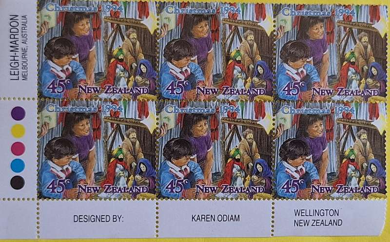 New Zealand 1994 Christmas 45c Nativity Block of 6 Mint stamps