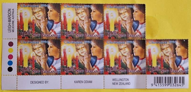 New Zealand 1994 Christmas $1.50 Candles Block of 7 Mint stamps