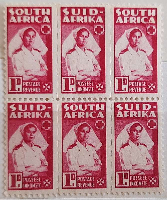 Union of South Africa 1942-44 War Effort 2 Strips of 3 Unused 1d stamps