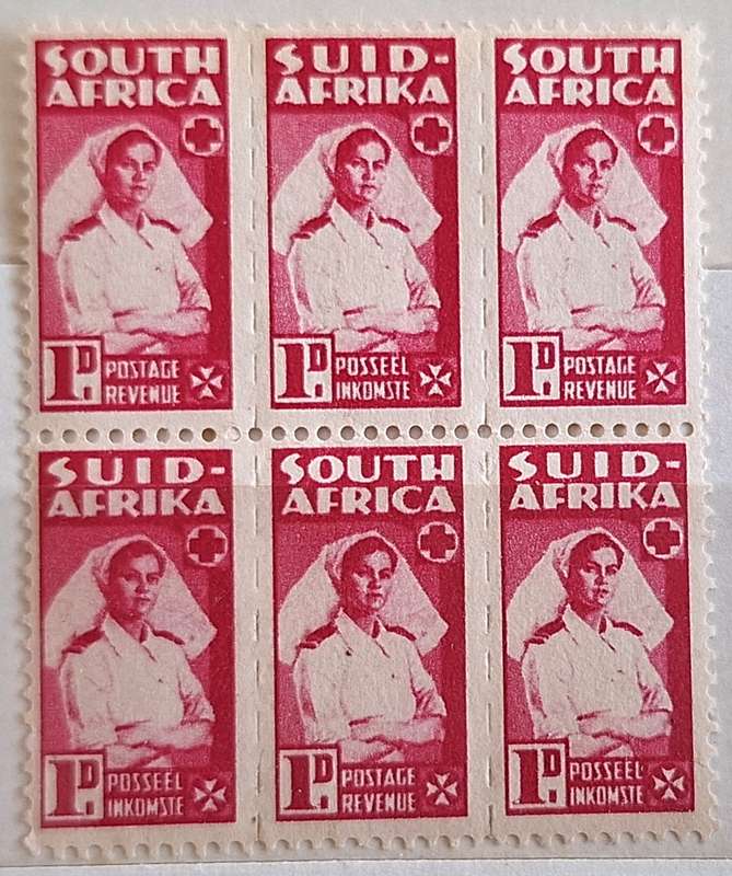 Union of South Africa 1942-44 War Effort 2 Strips of 3 Unused 1d stamps