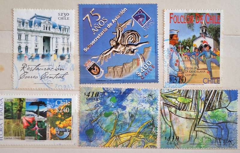 Chile Mixed Lot of 6 Used stamps