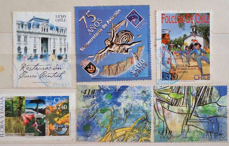Chile Mixed Lot of 6 Used stamps