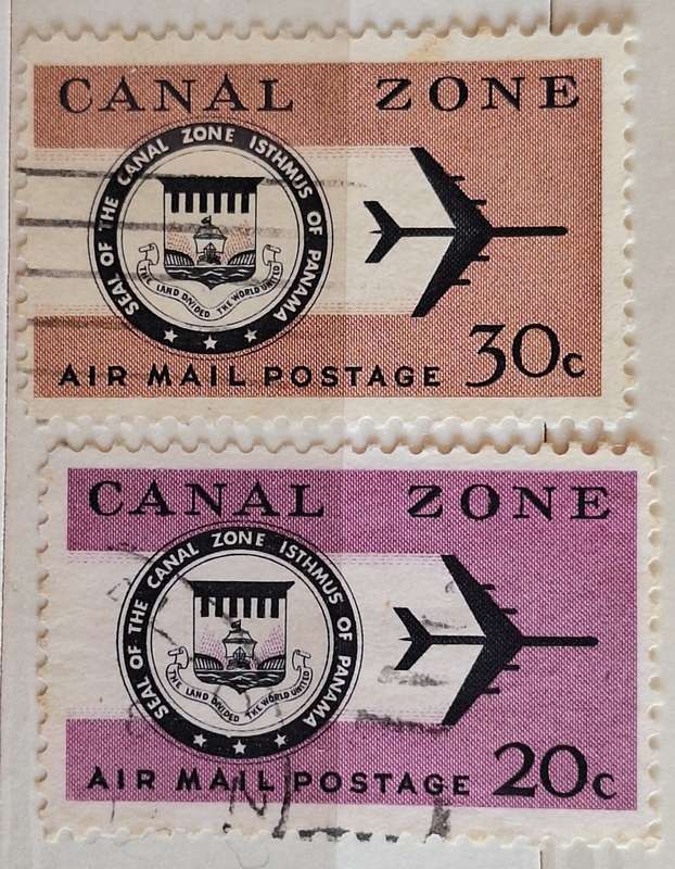 Canal Zone 1965 Seal & Jet Airmail 2 Used Hinged stamps