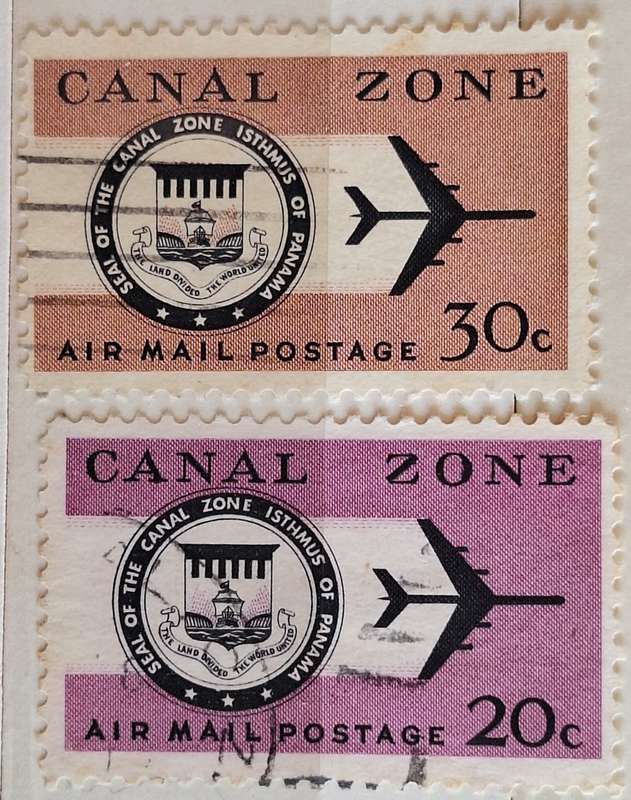Canal Zone 1965 Seal & Jet Airmail 2 Used Hinged stamps