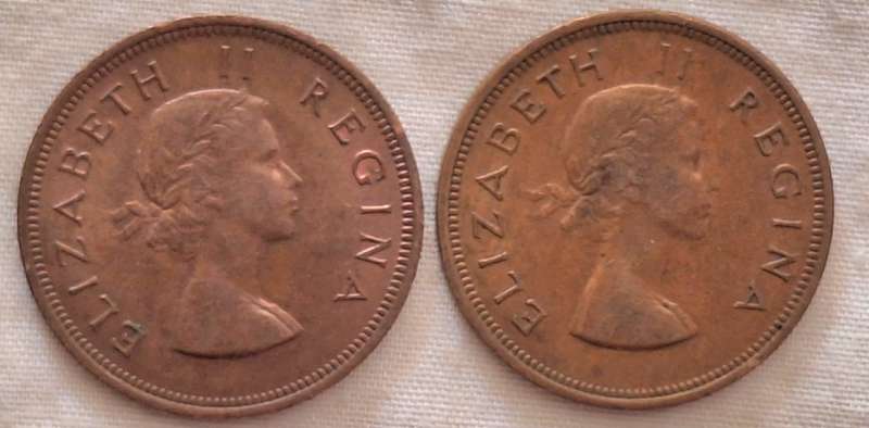 South Africa 1958 1959 2x 1d Bronze