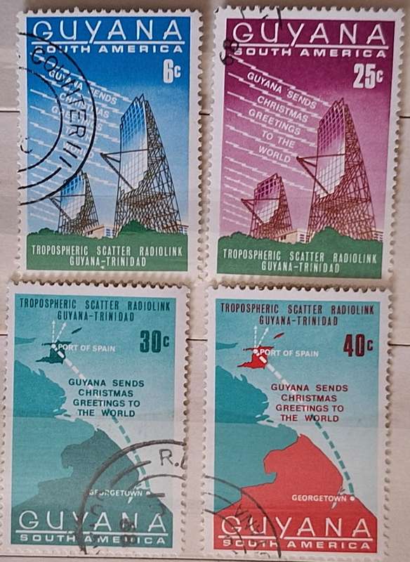 Guyana 1968 Christmas Greeting To The World Set of 4 Cancelled Stamps