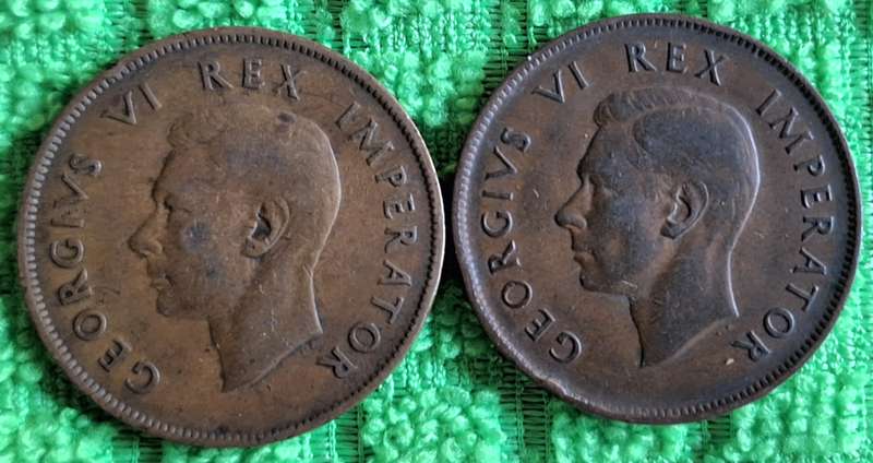 South Africa 2x 1d 1941 1942 Bronze