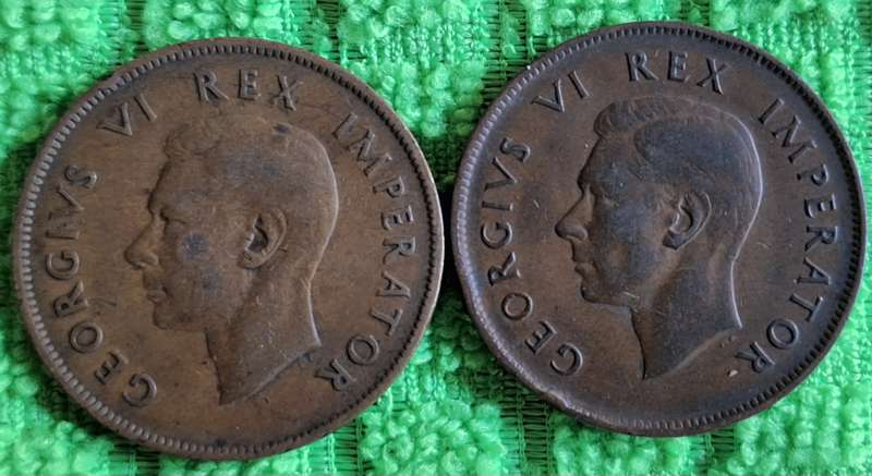 South Africa 2x 1d 1941 1942 Bronze