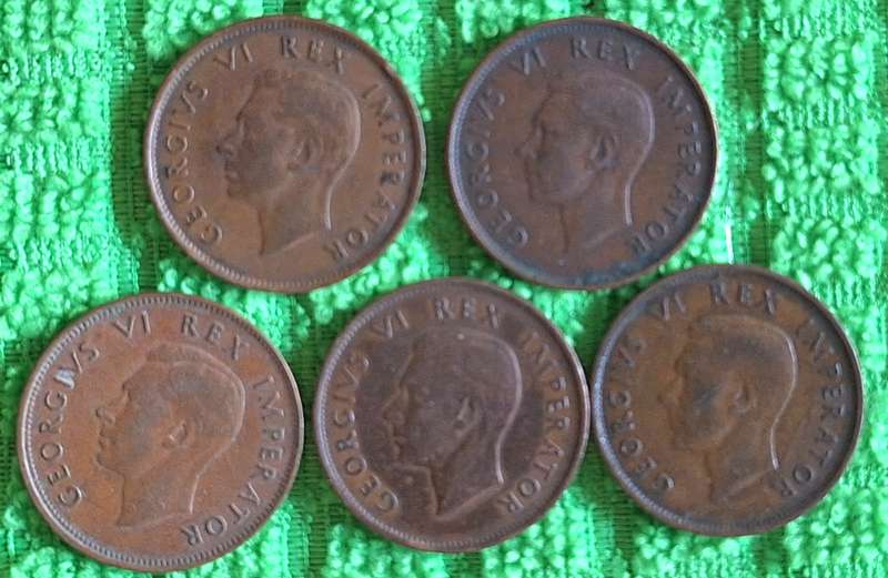 South Africa 5x 1942 Half Penny 1d