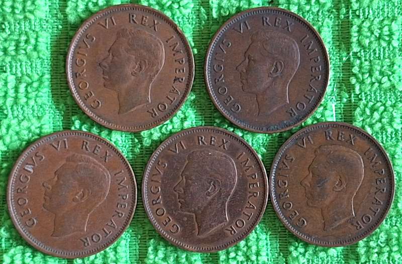South Africa 5x 1942 Half Penny 1d