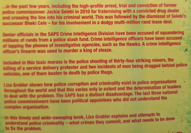 Crossing the Line: When Cops become Criminals by Liza Grobler Paperback with Inscription