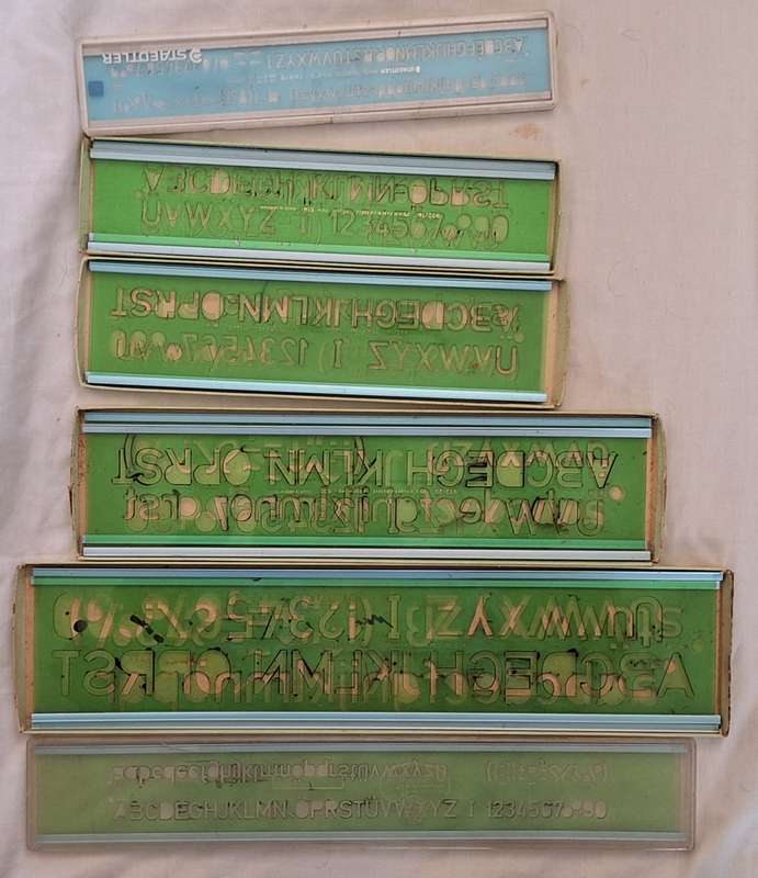 5 Faber-Castell and 1 Staedtler Boxed Sets Stencils of Various Sizes