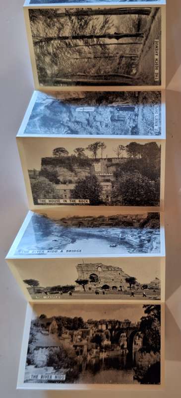 Mother Shipton Souvenir of Knaresborough with Pull Out Strip Black & White Photos Novelty Post Card