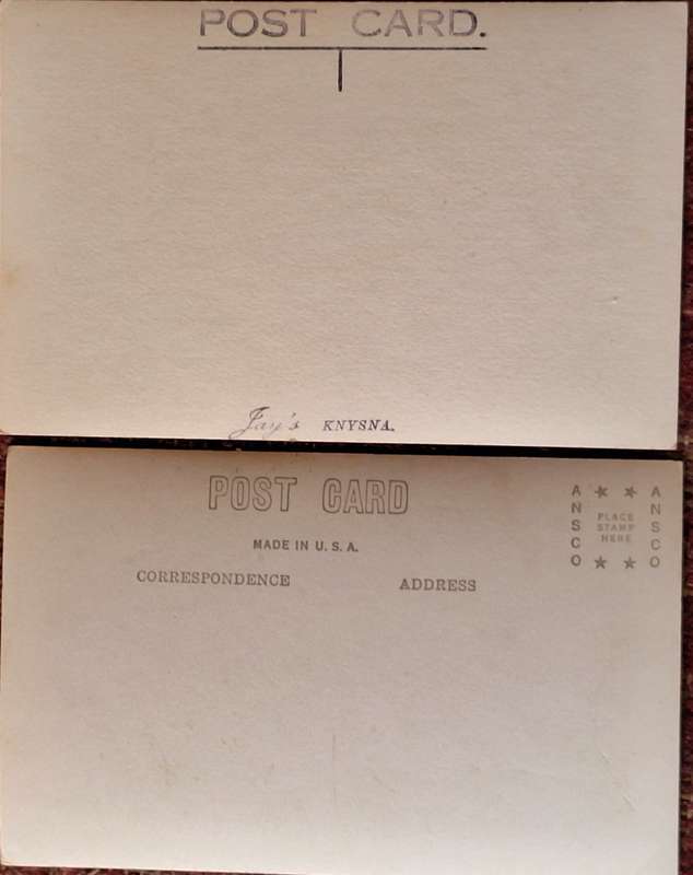 2 Vintage Post Cards of Knysna : The Royal Hotel and The Heads