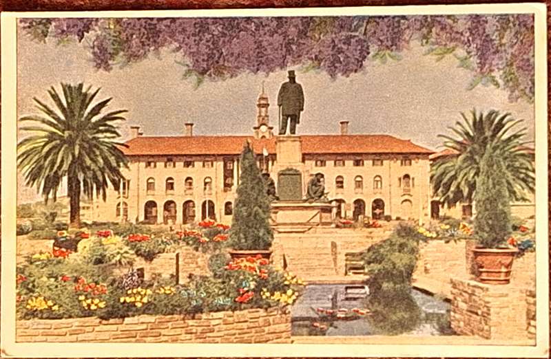 Vintage Sparham Ford Post Card of Kruger Statue and Station, Pretoria.