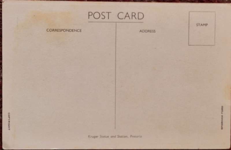 Vintage Sparham Ford Post Card of Kruger Statue and Station, Pretoria.