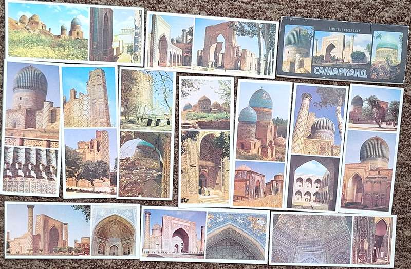 12 post cards Russia USSR 1989. Cities of the USSR, Camapkah  in folder