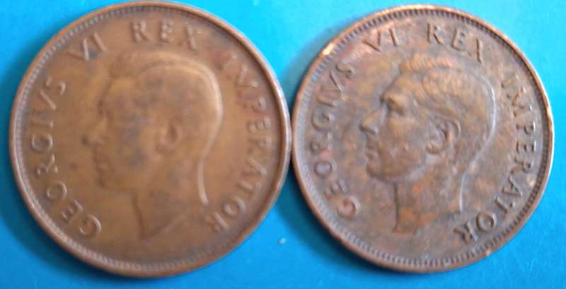 South Africa 1941 and 1942 George VI 1/2d Half Penny Bronze
