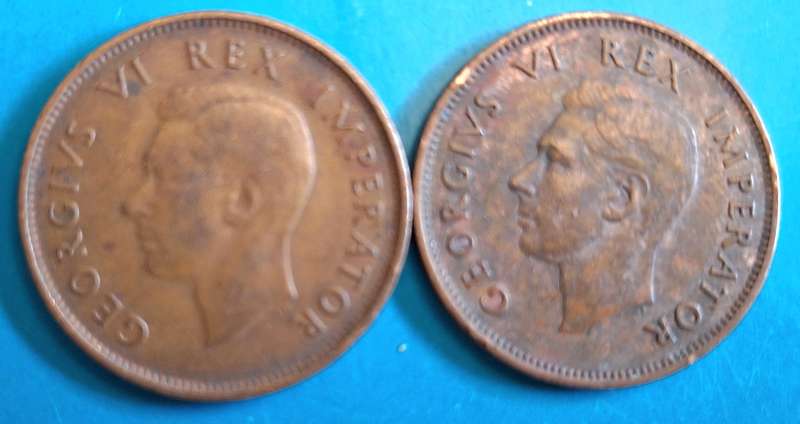 South Africa 1941 and 1942 George VI 1/2d Half Penny Bronze
