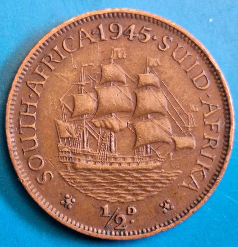 South Africa 1945 George VI 1/2d Half Penny Bronze