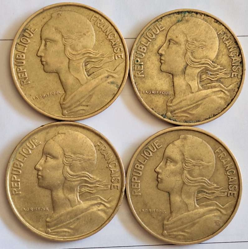 France 1962-2001 4x 10 centimes Copper-aluminium-nickel