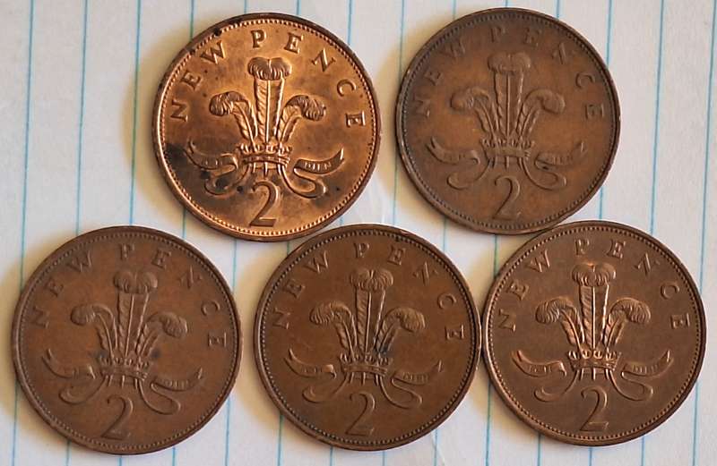 GB 1971 Elizabeth II 5x 2 New Pence Bronze