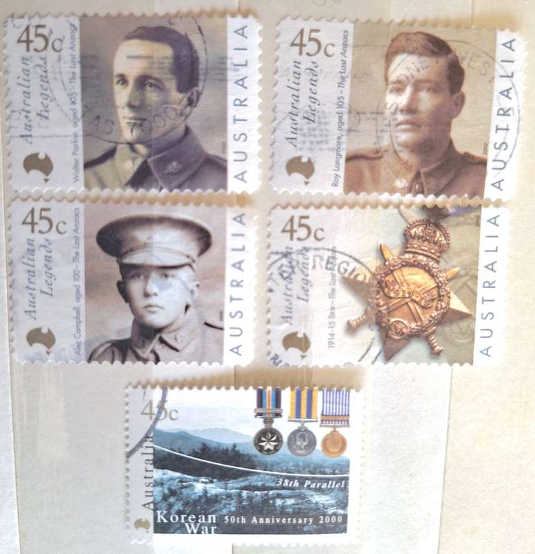 Australia 2000 Legends: Last Anzacs Set of 5 Used Hinged stamps