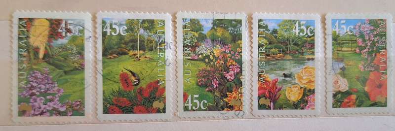 Australia 2000 Gardens Exhibition Set of 5 Used Peel and Stick stamps