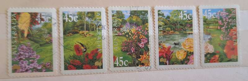 Australia 2000 Gardens Exhibition Set of 5 Used Peel and Stick stamps