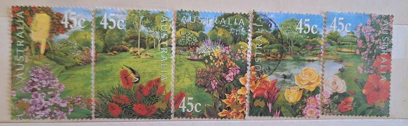 Australia 2000 Gardens Exhibition Set of 5 Used Hinged Lick and Stick stamps
