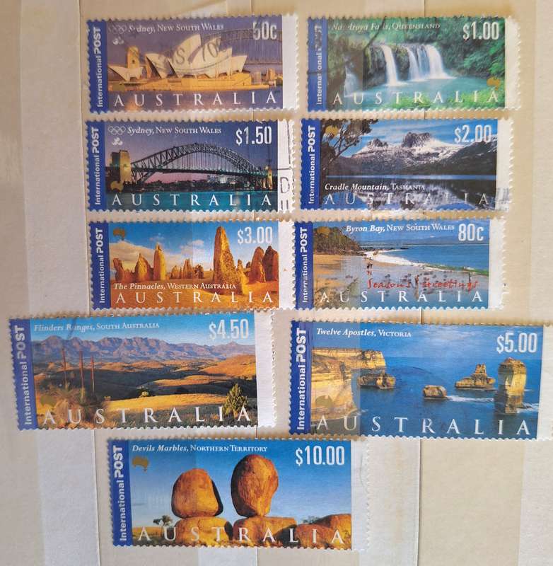 Australia 2000 Panoramas of Australia Set of 9 Used Hinged stamps