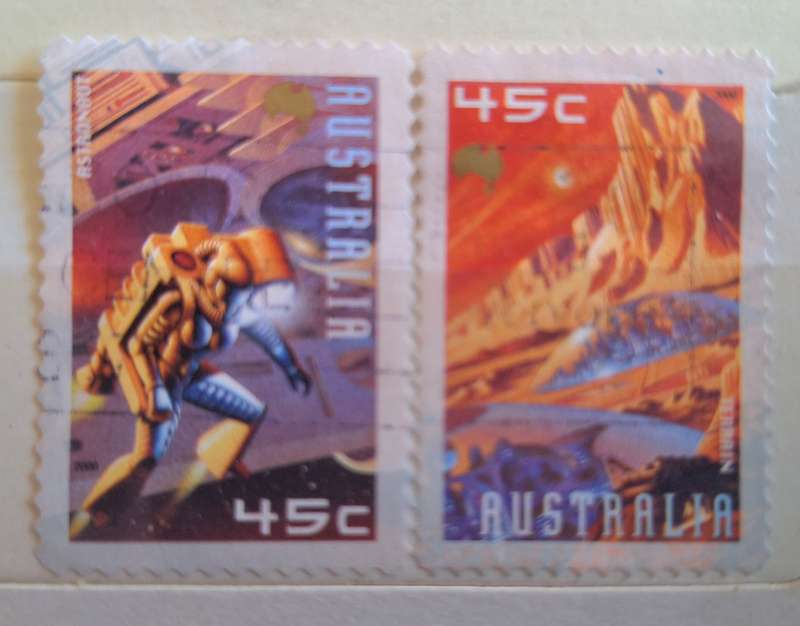 Australia 2000 Space Set of 2 Used Peel and Stick stamps