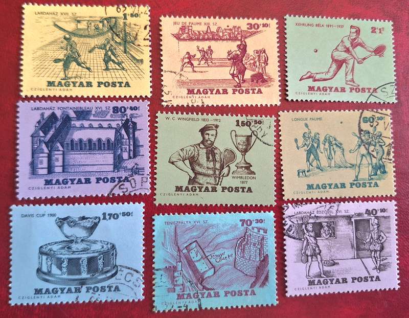 Hungary 1965 History of Tennis Set of 9 Used Hinged stamps