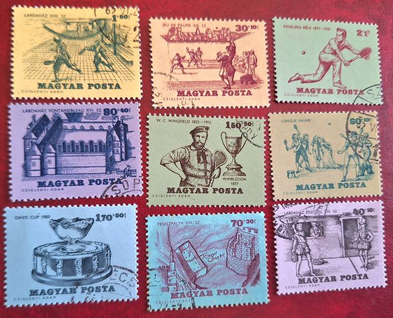 Hungary 1965 History of Tennis Set of 9 Used Hinged stamps