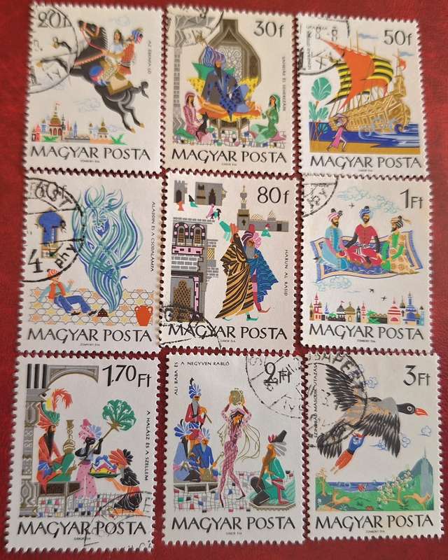 Hungary 1965 Fairy Tales Set of 9 Cancelled Hinged stamps