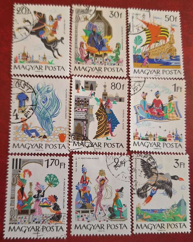 Hungary 1965 Fairy Tales Set of 9 Cancelled Hinged stamps
