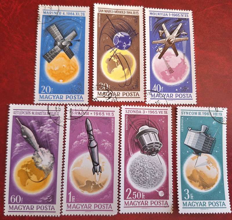 Hungary 1965 Space Research Set of 7 Cancelled Hinged stamps