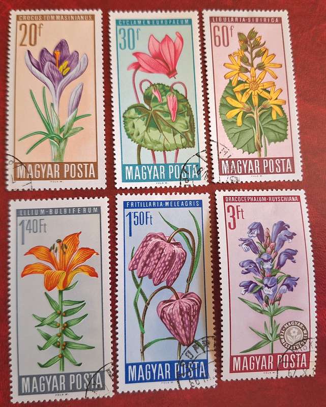 Hungary 1966 Flowers Set of 6 Cancelled Hinged stamps