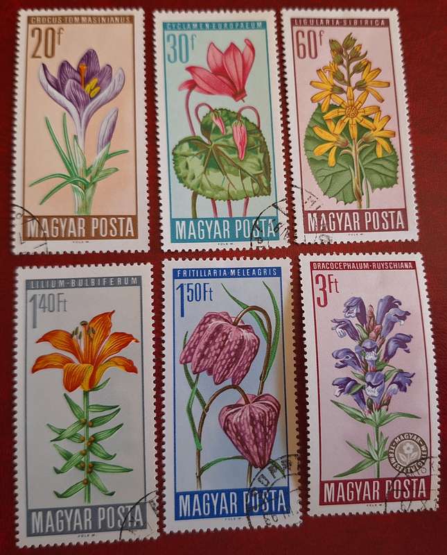 Hungary 1966 Flowers Set of 6 Cancelled Hinged stamps