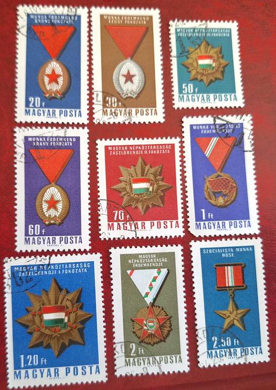 Hungary 1966 Medals and Orders Set of 9 Cancelled Hinged stamps