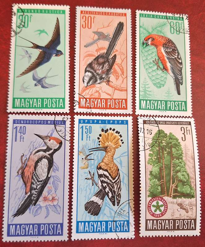 Hungary 1966 Protection of Birds Set of 6 Cancelled Hinged stamps